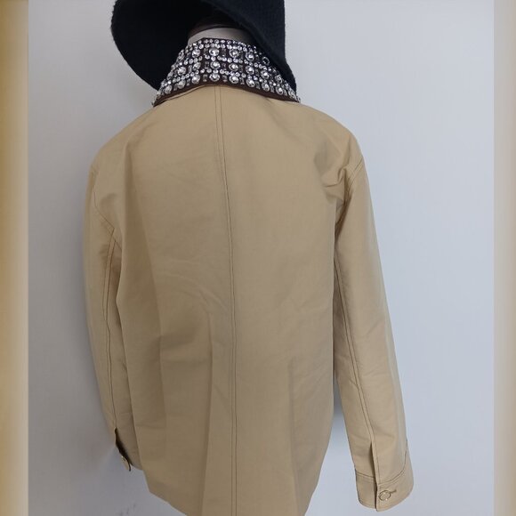 Veronica Beard Arlen Dickey Crystal-Embroidered Coated-Cotton Statement Coat - Picture 4 of 10